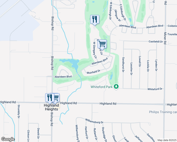 map of restaurants, bars, coffee shops, grocery stores, and more near 422 Glencoe Lane in Highland Heights
