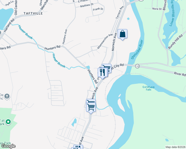 map of restaurants, bars, coffee shops, grocery stores, and more near 47 Prentice Street in Norwich