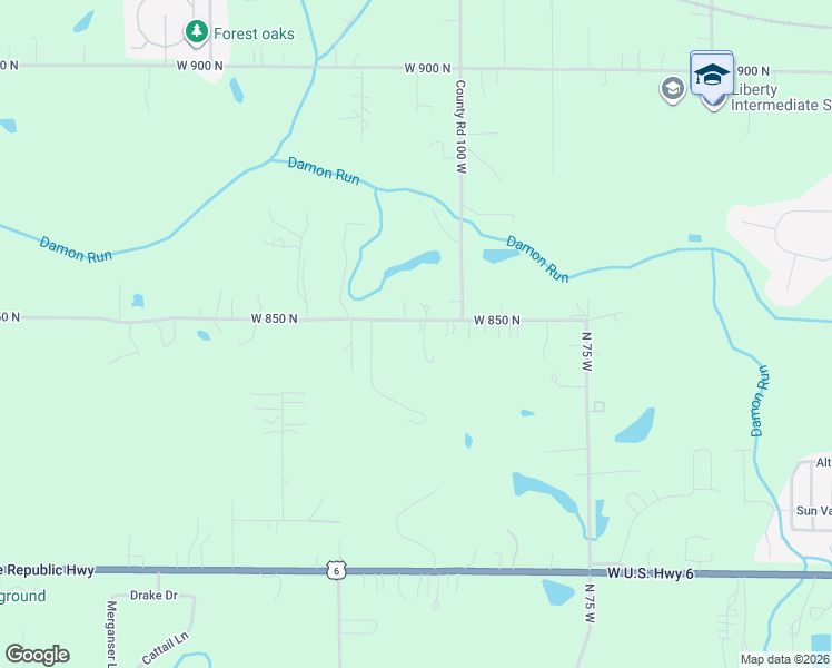 map of restaurants, bars, coffee shops, grocery stores, and more near 106 West 850 North in Valparaiso