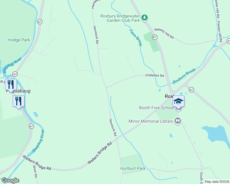 map of restaurants, bars, coffee shops, grocery stores, and more near 41 Chalybes Road in Roxbury