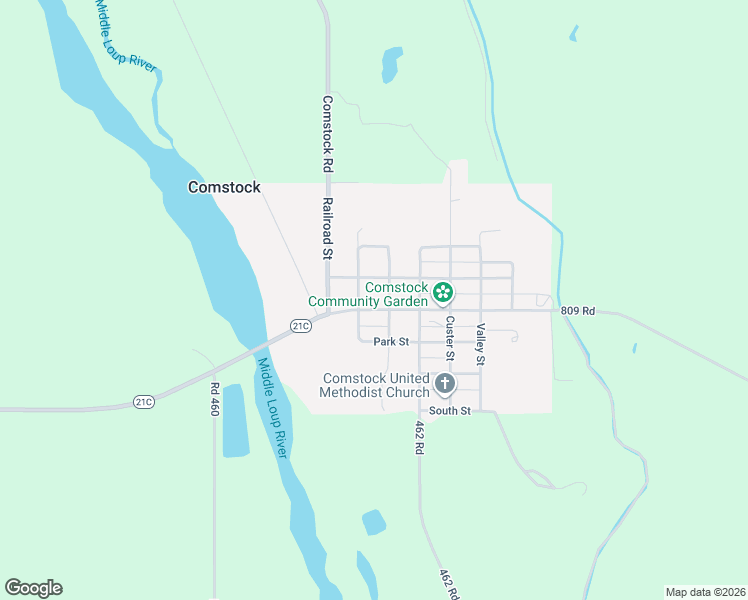 map of restaurants, bars, coffee shops, grocery stores, and more near Thomas Street in Comstock