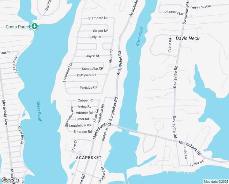 map of restaurants, bars, coffee shops, grocery stores, and more near 407 Acapesket Road in Falmouth