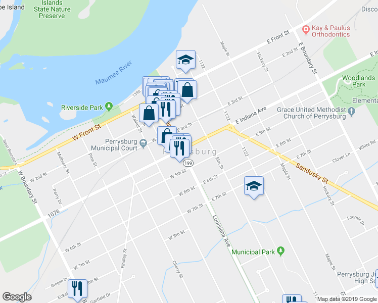 map of restaurants, bars, coffee shops, grocery stores, and more near 26934 Whiteside Drive in Perrysburg