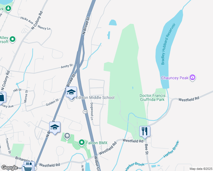 map of restaurants, bars, coffee shops, grocery stores, and more near 267 Reynolds Drive in Meriden