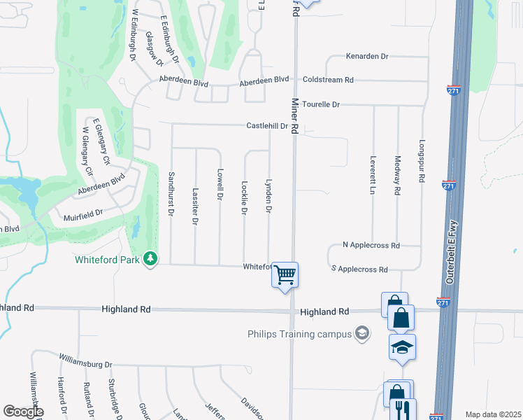 map of restaurants, bars, coffee shops, grocery stores, and more near 457 Locklie Drive in Highland Heights