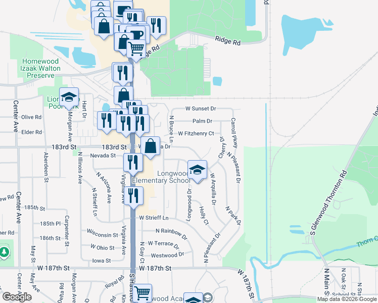 map of restaurants, bars, coffee shops, grocery stores, and more near 823 West Arquilla Drive in Glenwood