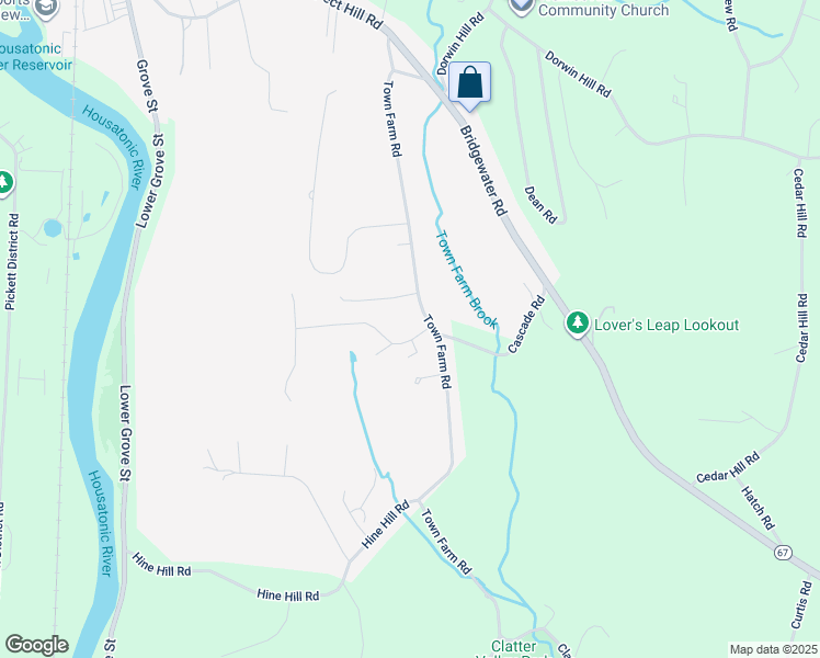 map of restaurants, bars, coffee shops, grocery stores, and more near 13 Old Farms Lane in New Milford