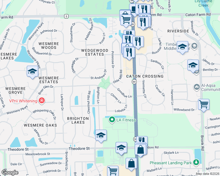 map of restaurants, bars, coffee shops, grocery stores, and more near 1920 Olde Mill Road in Plainfield