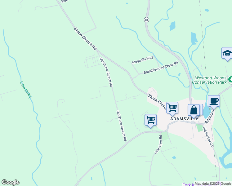 map of restaurants, bars, coffee shops, grocery stores, and more near 30 Old Stone Church Road in Little Compton