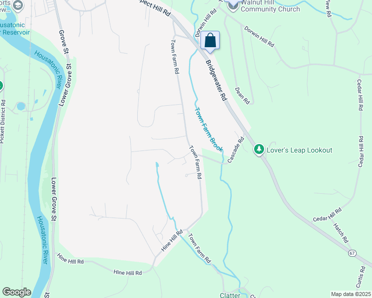 map of restaurants, bars, coffee shops, grocery stores, and more near 1 Old Farms Lane in New Milford