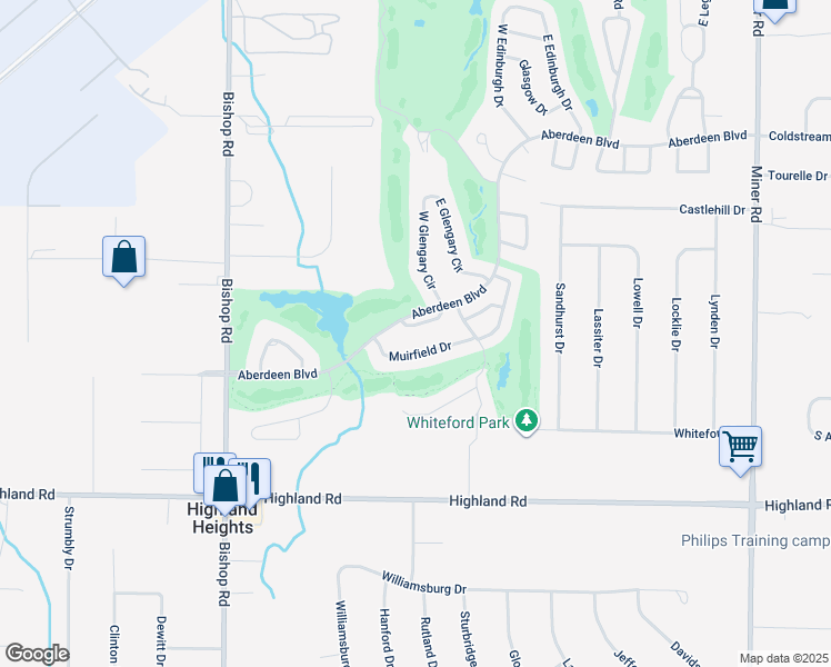 map of restaurants, bars, coffee shops, grocery stores, and more near 422 Glencoe Lane in Highland Heights