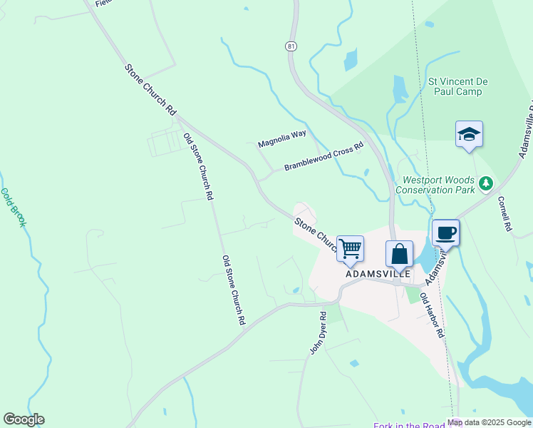 map of restaurants, bars, coffee shops, grocery stores, and more near 37 Stone Church Rd in Little Compton