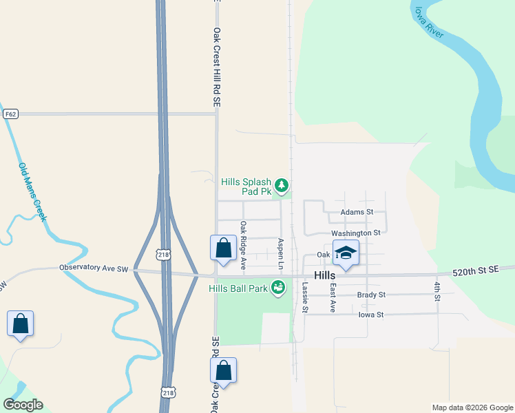 map of restaurants, bars, coffee shops, grocery stores, and more near 213 Oak Ridge Avenue in Iowa City