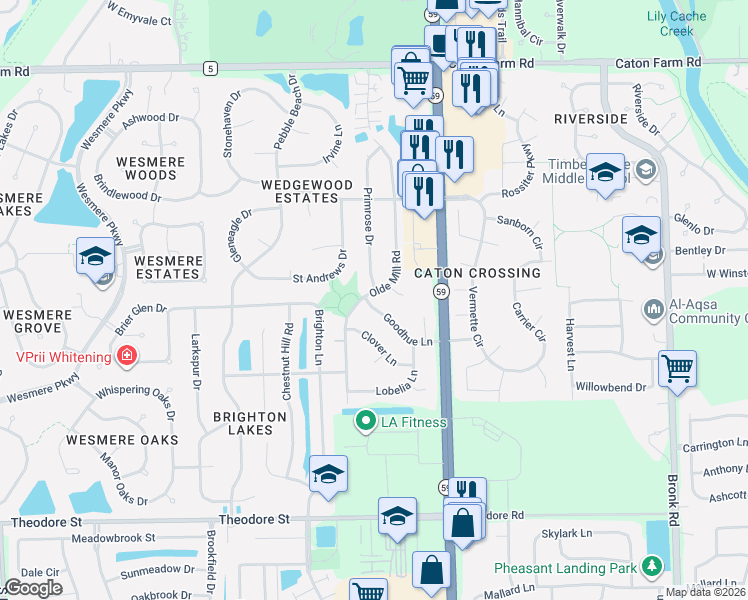 map of restaurants, bars, coffee shops, grocery stores, and more near 1920 Olde Mill Rd in Plainfield