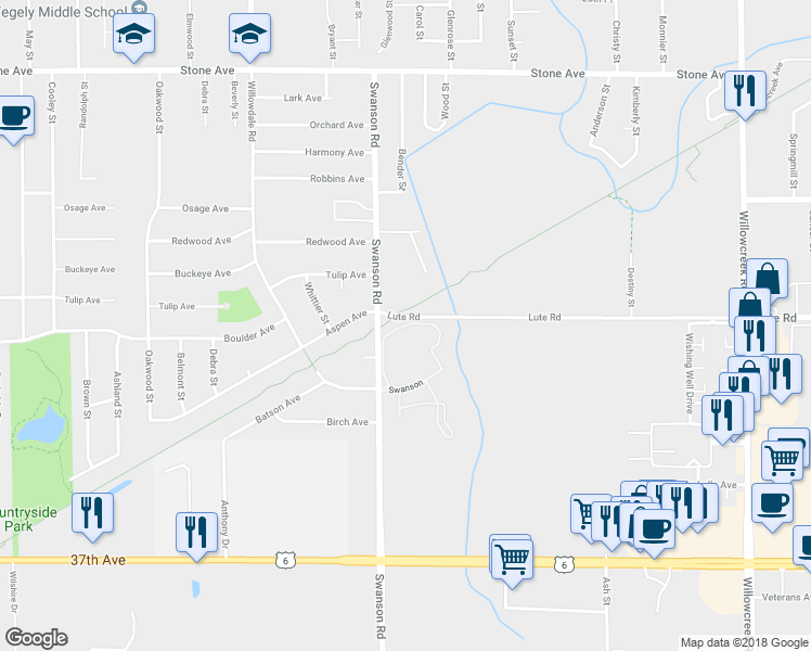map of restaurants, bars, coffee shops, grocery stores, and more near 3274 Swanson Circle in Portage