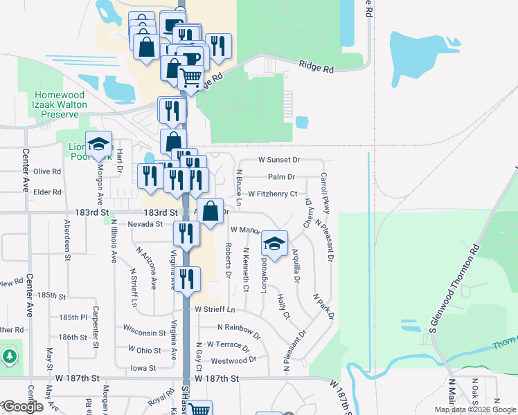 map of restaurants, bars, coffee shops, grocery stores, and more near 823 West Arquilla Drive in Glenwood