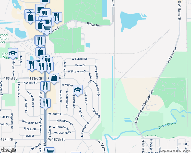 map of restaurants, bars, coffee shops, grocery stores, and more near 606 Carroll Parkway in Glenwood