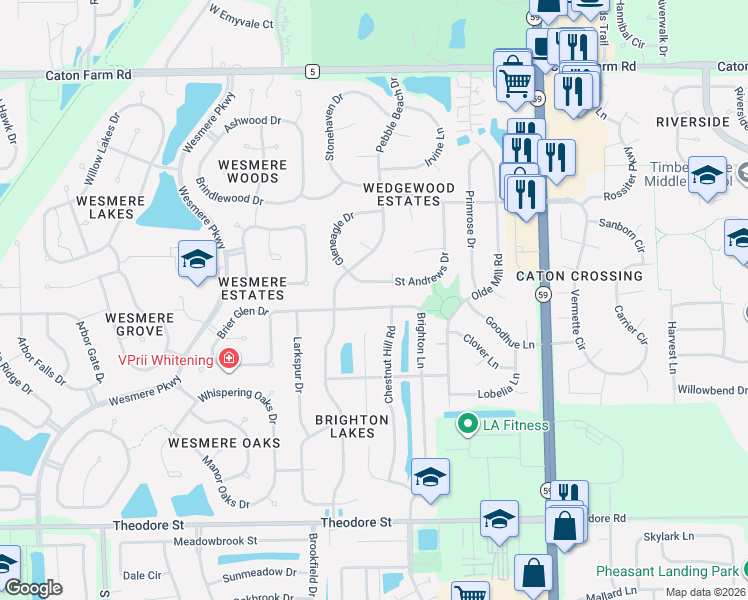 map of restaurants, bars, coffee shops, grocery stores, and more near 5103 Brighton Lane in Plainfield