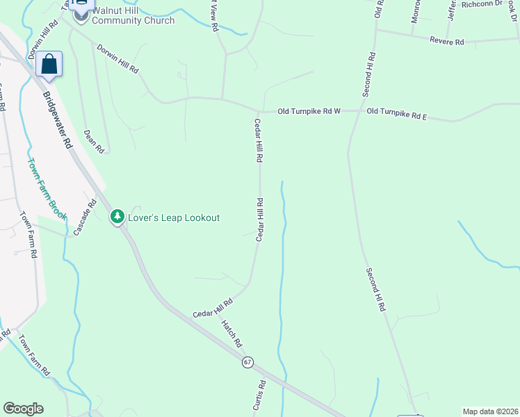 map of restaurants, bars, coffee shops, grocery stores, and more near 112 Cedar Hill Road in Bridgewater