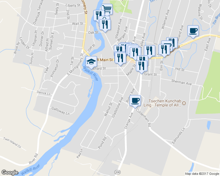 map of restaurants, bars, coffee shops, grocery stores, and more near 15 Riverview Street in Walden