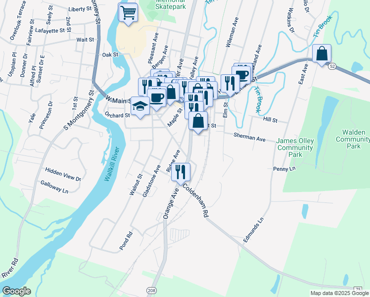 map of restaurants, bars, coffee shops, grocery stores, and more near 90 Scofield Street in Walden