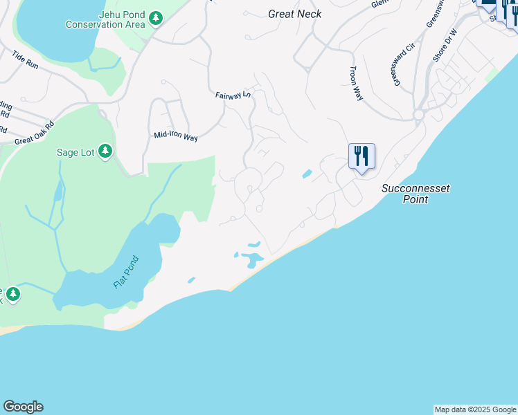 map of restaurants, bars, coffee shops, grocery stores, and more near 4 Sand Dunes Court in Mashpee