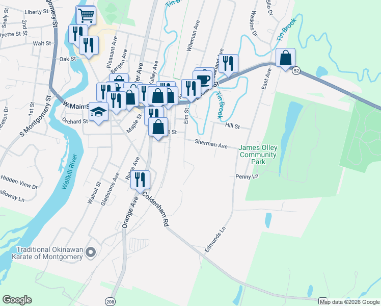 map of restaurants, bars, coffee shops, grocery stores, and more near 79 Elm Street in Walden