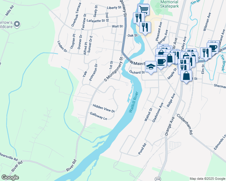 map of restaurants, bars, coffee shops, grocery stores, and more near 8 Evergreen Lane in Walden