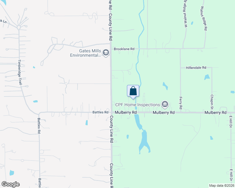 map of restaurants, bars, coffee shops, grocery stores, and more near 11495 County Line Road in Chesterland
