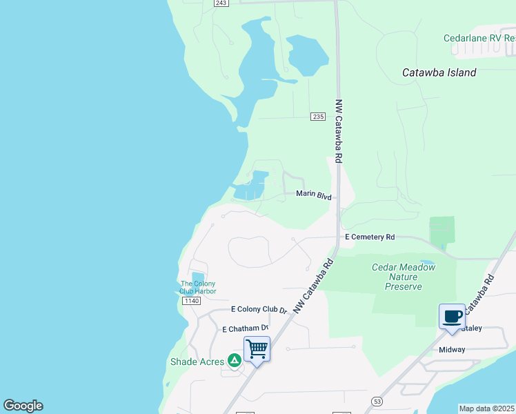 map of restaurants, bars, coffee shops, grocery stores, and more near 4355 Marin Woods in Port Clinton