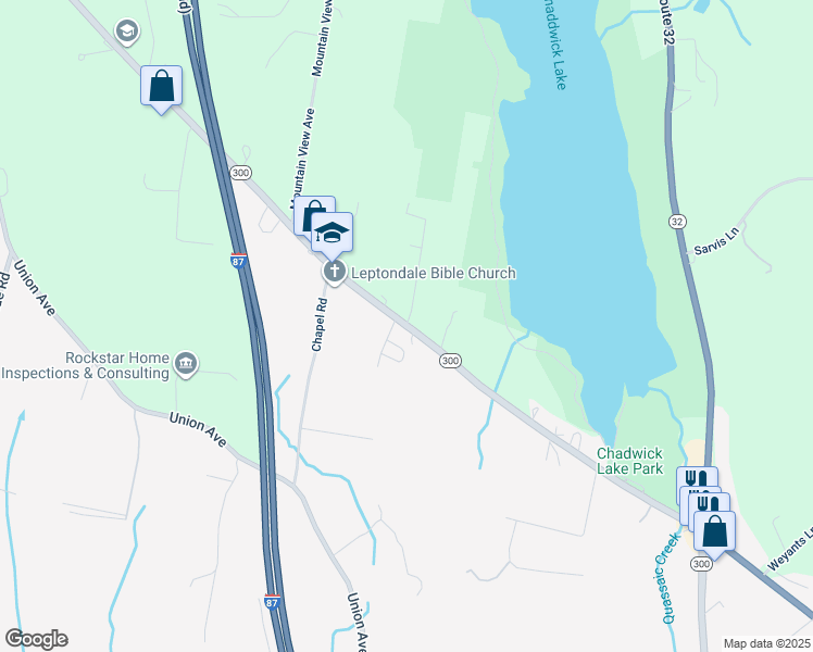 map of restaurants, bars, coffee shops, grocery stores, and more near 1282 State Route 300 in Newburgh