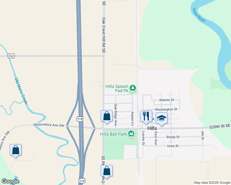 map of restaurants, bars, coffee shops, grocery stores, and more near 230 Knoll Ridge Drive in Iowa City