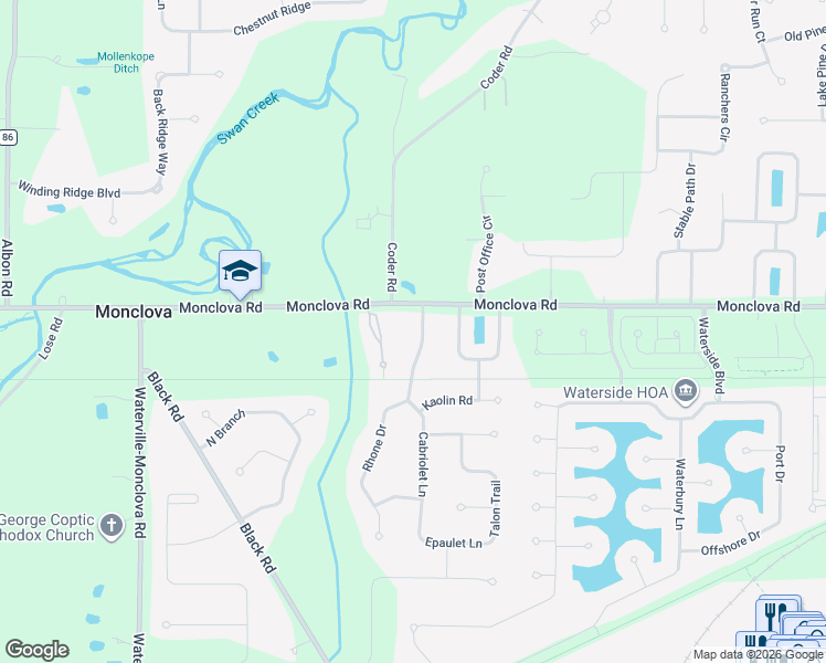 map of restaurants, bars, coffee shops, grocery stores, and more near 4558 Blystone Valley Drive in Maumee