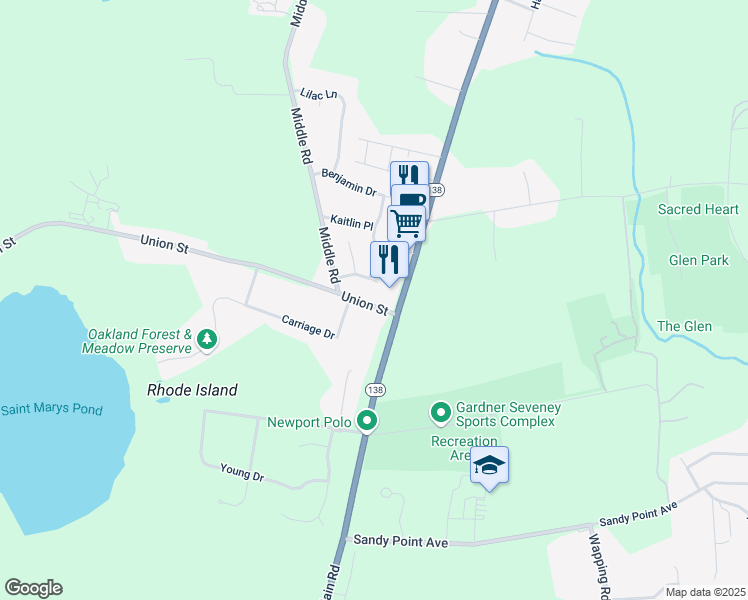 map of restaurants, bars, coffee shops, grocery stores, and more near 29 Union Street in Portsmouth
