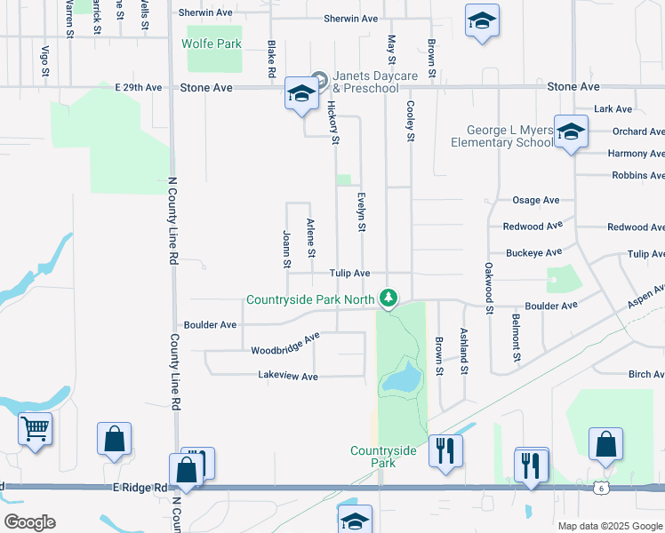 map of restaurants, bars, coffee shops, grocery stores, and more near 3215 Arlene Street in Portage