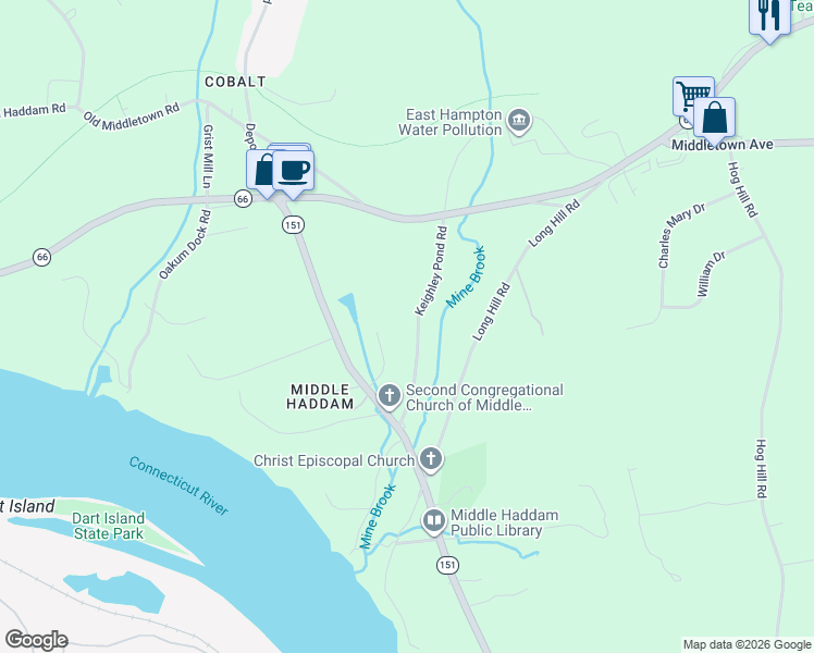 map of restaurants, bars, coffee shops, grocery stores, and more near 24 Keighley Pond Road in East Hampton