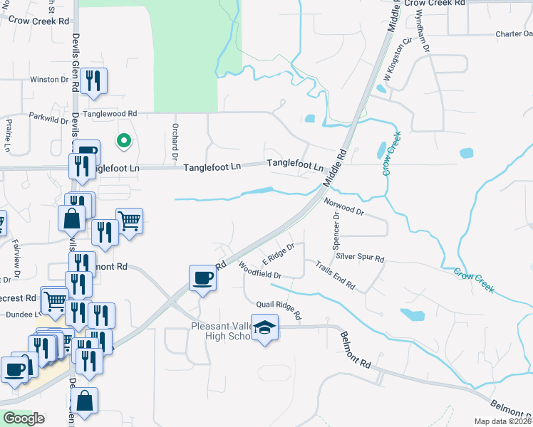 map of restaurants, bars, coffee shops, grocery stores, and more near 3412 Crowne Pointe Cir in Bettendorf