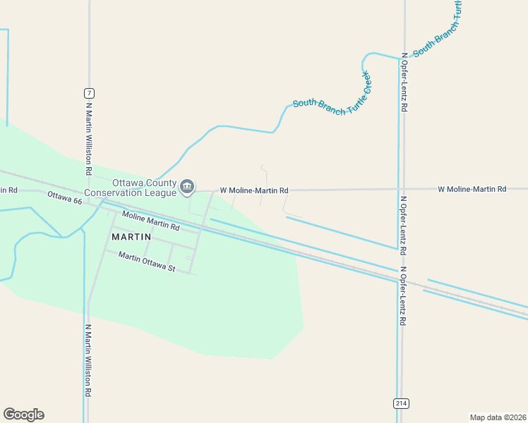 map of restaurants, bars, coffee shops, grocery stores, and more near 20400 West Moline-Martin Road in Ottawa County