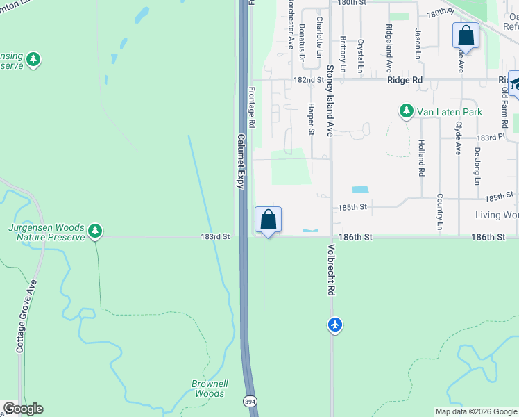 map of restaurants, bars, coffee shops, grocery stores, and more near 18520 Dante Avenue in Lansing
