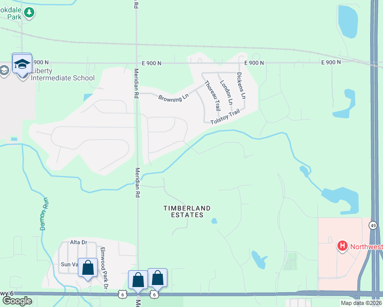 map of restaurants, bars, coffee shops, grocery stores, and more near 1-51 Tolstoy Trail in Valparaiso