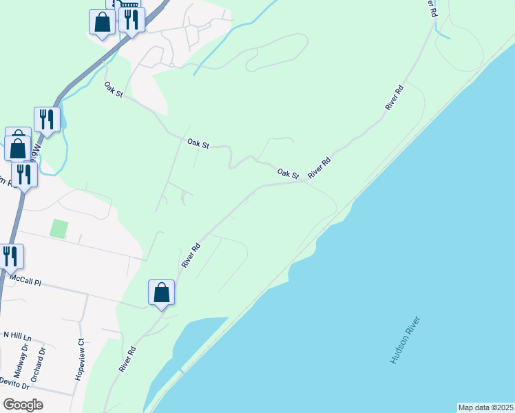 map of restaurants, bars, coffee shops, grocery stores, and more near 776 River Road in Newburgh