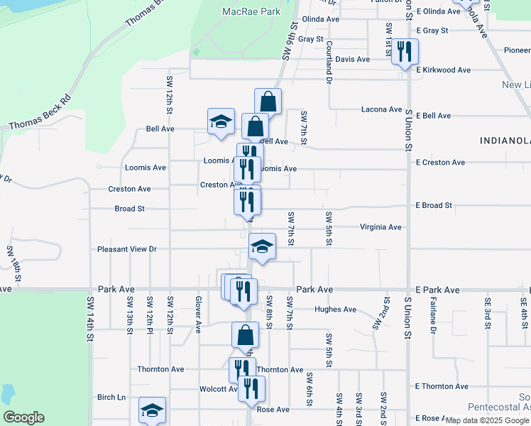 map of restaurants, bars, coffee shops, grocery stores, and more near 2901 Southwest 9th Street in Des Moines