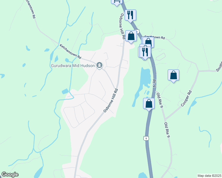 map of restaurants, bars, coffee shops, grocery stores, and more near 90 Osborne Hill Road in Wappingers Falls