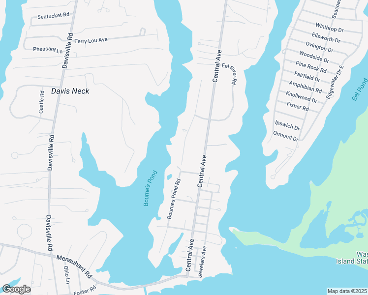 map of restaurants, bars, coffee shops, grocery stores, and more near 123 North Bournes Pond Road in Falmouth