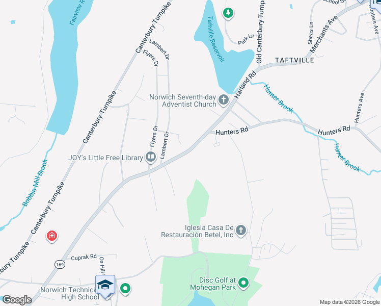 map of restaurants, bars, coffee shops, grocery stores, and more near 349 Harland Road in Norwich