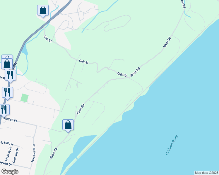 map of restaurants, bars, coffee shops, grocery stores, and more near 776 River Road in Newburgh