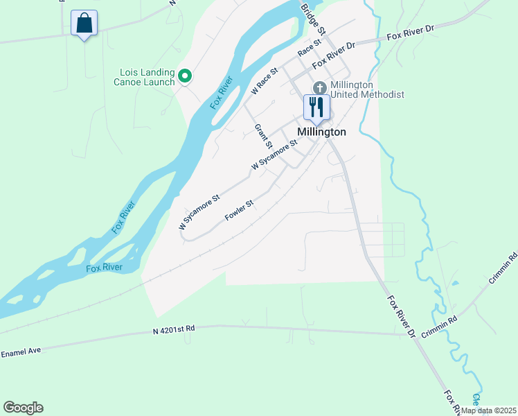 map of restaurants, bars, coffee shops, grocery stores, and more near 603 Fowler Street in Sheridan