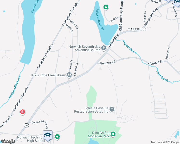 map of restaurants, bars, coffee shops, grocery stores, and more near 349 Harland Road in Norwich