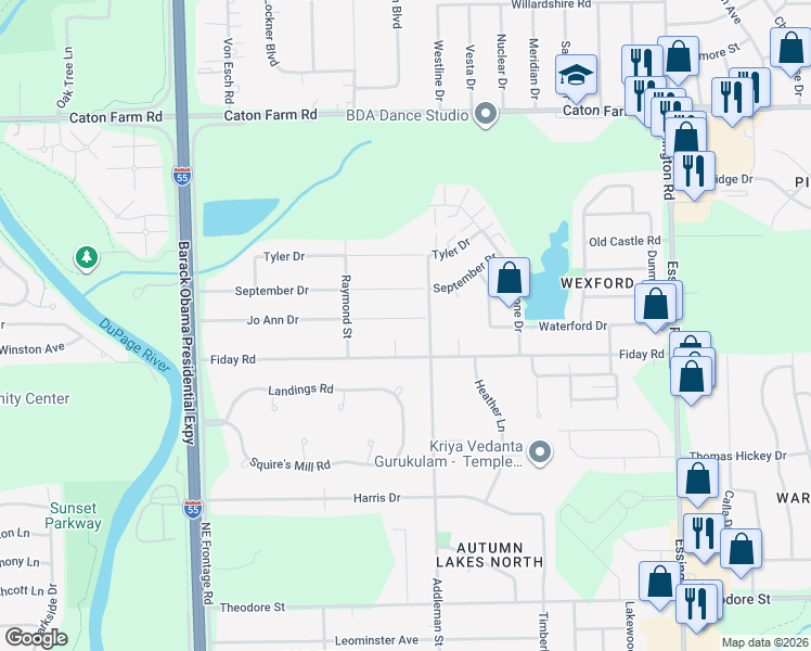 map of restaurants, bars, coffee shops, grocery stores, and more near 3000 Jo Ann Drive in Joliet