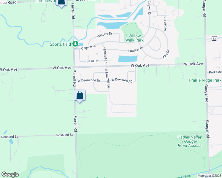 map of restaurants, bars, coffee shops, grocery stores, and more near 18021 South Mitchell Lane in Lockport